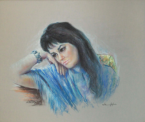 Rita-Asfour-Self-Portrait-Pastel-Paper-circa-1967